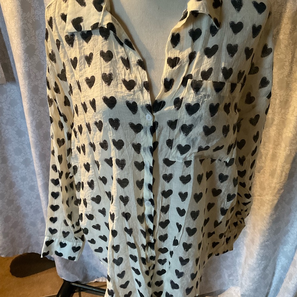 Heart Pattern Button Down Shirt - image 2